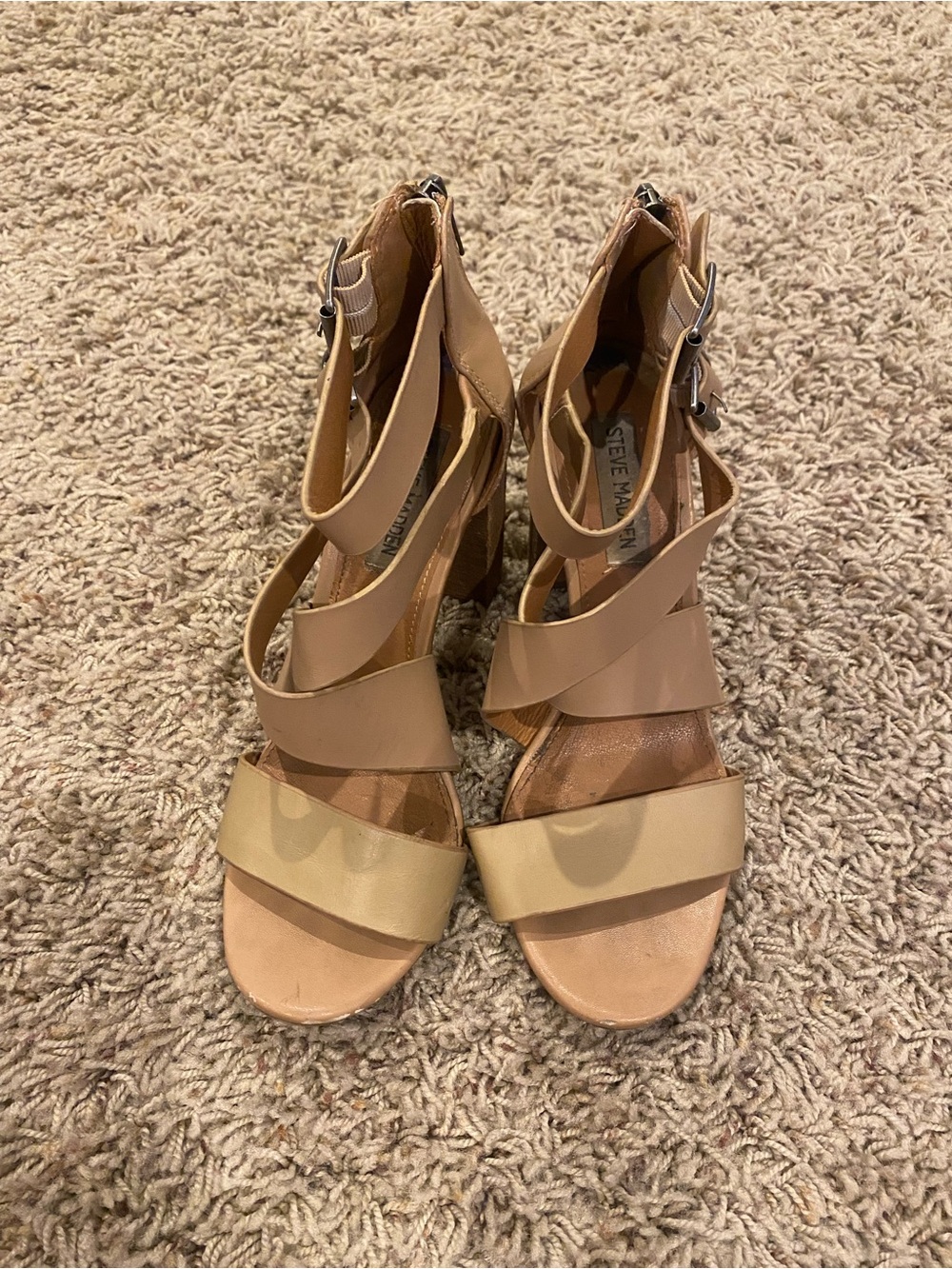 Steve Madden Nude Strappy Block Heel Sandals